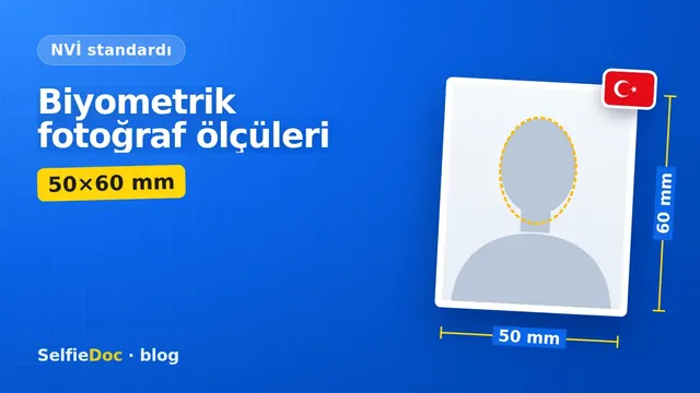 Biyometrik fotoğraf ölçüleri: kimlik, pasaport ve ehliyet için 50×60 mm