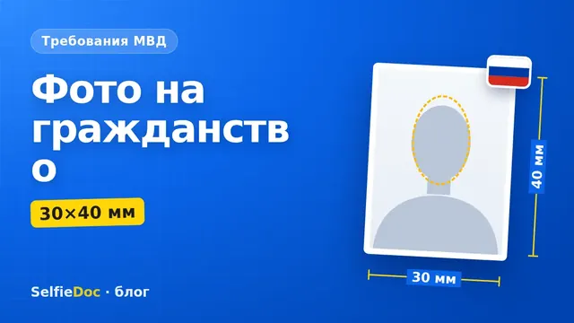 Фото на гражданство РФ 30×40 мм на белом фоне