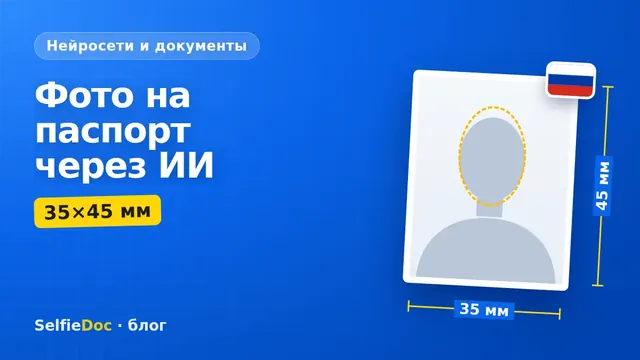 Фото на паспорт РФ, подготовленное с помощью ИИ — размер 35×45 мм на белом фоне