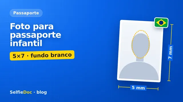 Foto 5x7 com fundo branco para passaporte de criança menor de 5 anos