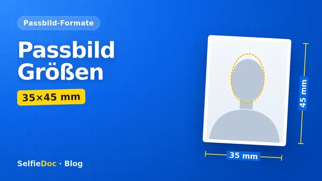 Biometrisches Passbild im Format 35×45 mm mit Maßangaben